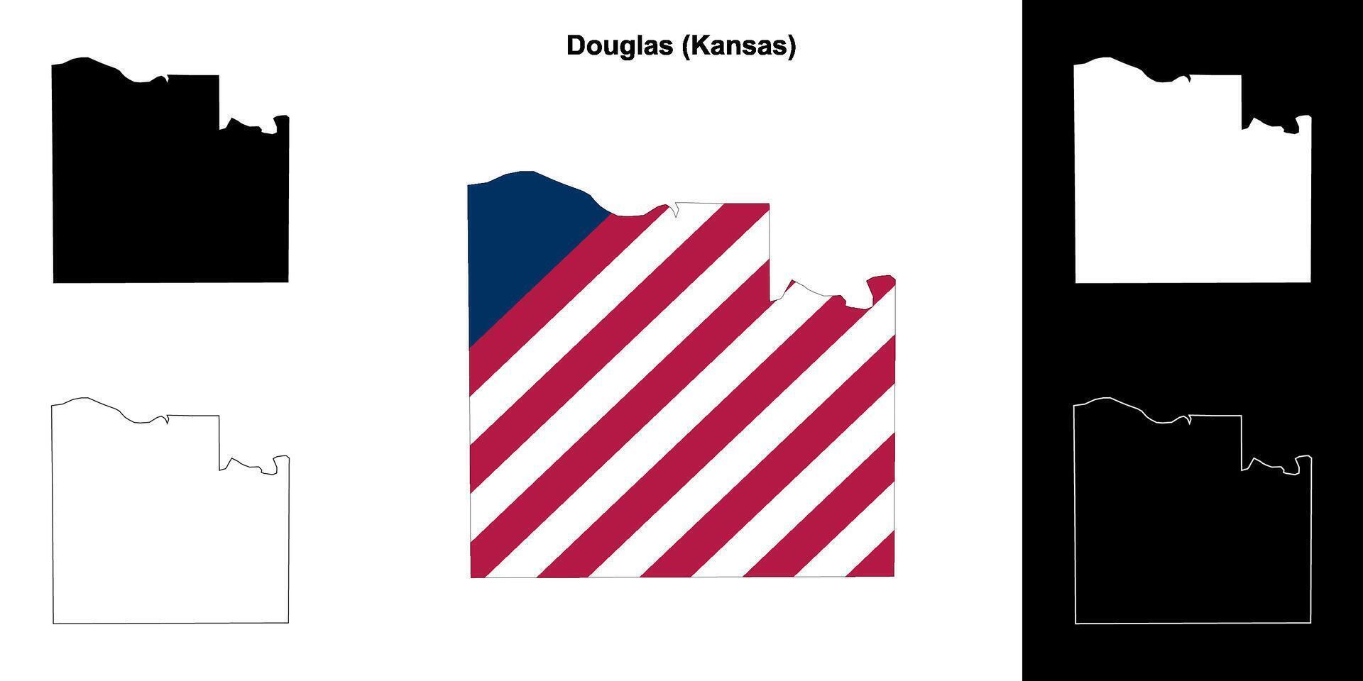 douglas condado, Kansas esboço mapa conjunto vetor