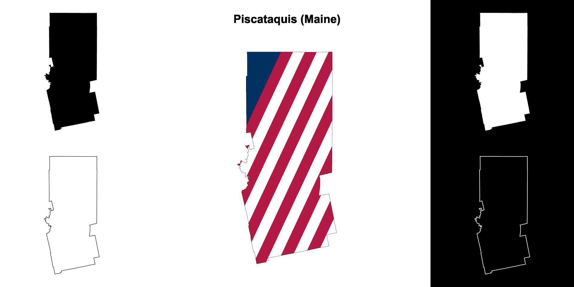 piscataquis condado, maine esboço mapa conjunto vetor