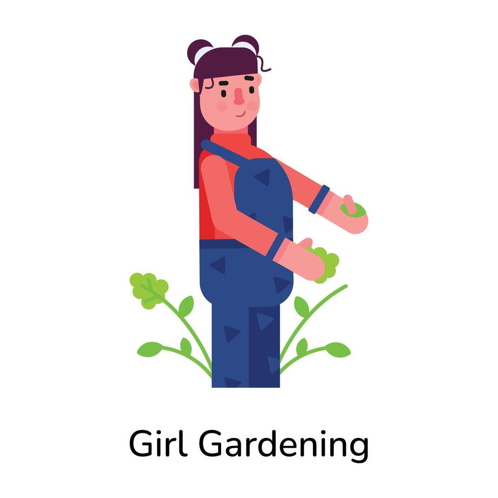 na moda menina jardinagem vetor