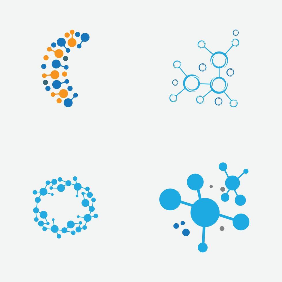 coleção do molecular ou composto elemento logotipos adequado para químico fazer compras marcas, nuclear compostos, etc. isolado em uma cinzento fundo vetor