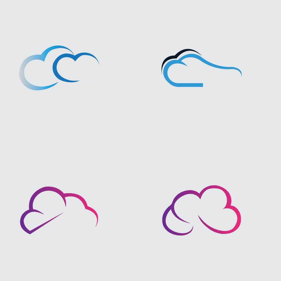 coleção do simples nuvem logotipos e símbolos isolado em cinzento fundo vetor