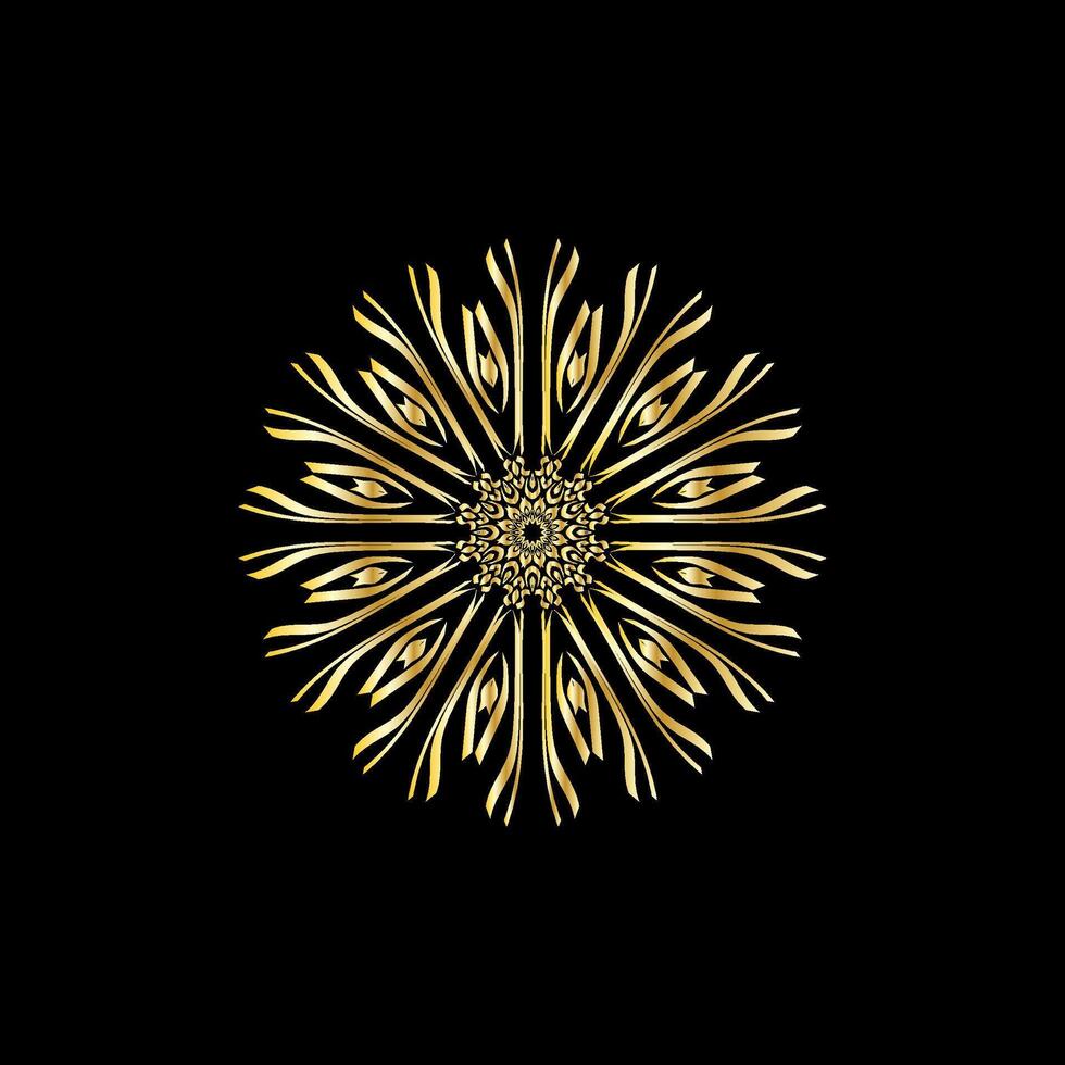 mandala. ouro decorativo elemento. cenário para coloração. abstrato circular enfeite com estilizado folhas vetor
