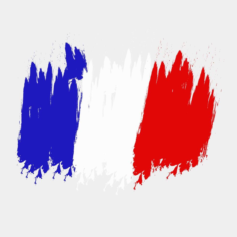 França colorida escova golpes pintado nacional país francês bandeira ícone. pintado texturas. vetor