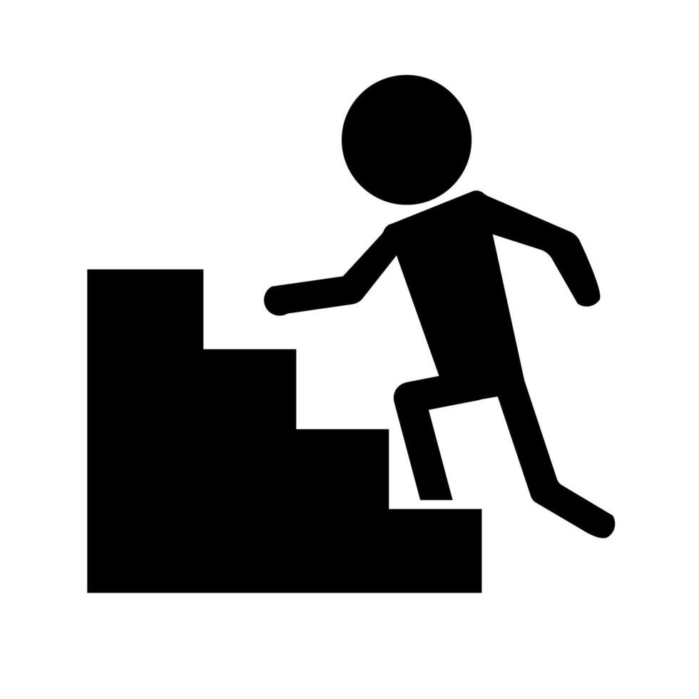 pessoa escalada escadas silhueta ícone. vetor