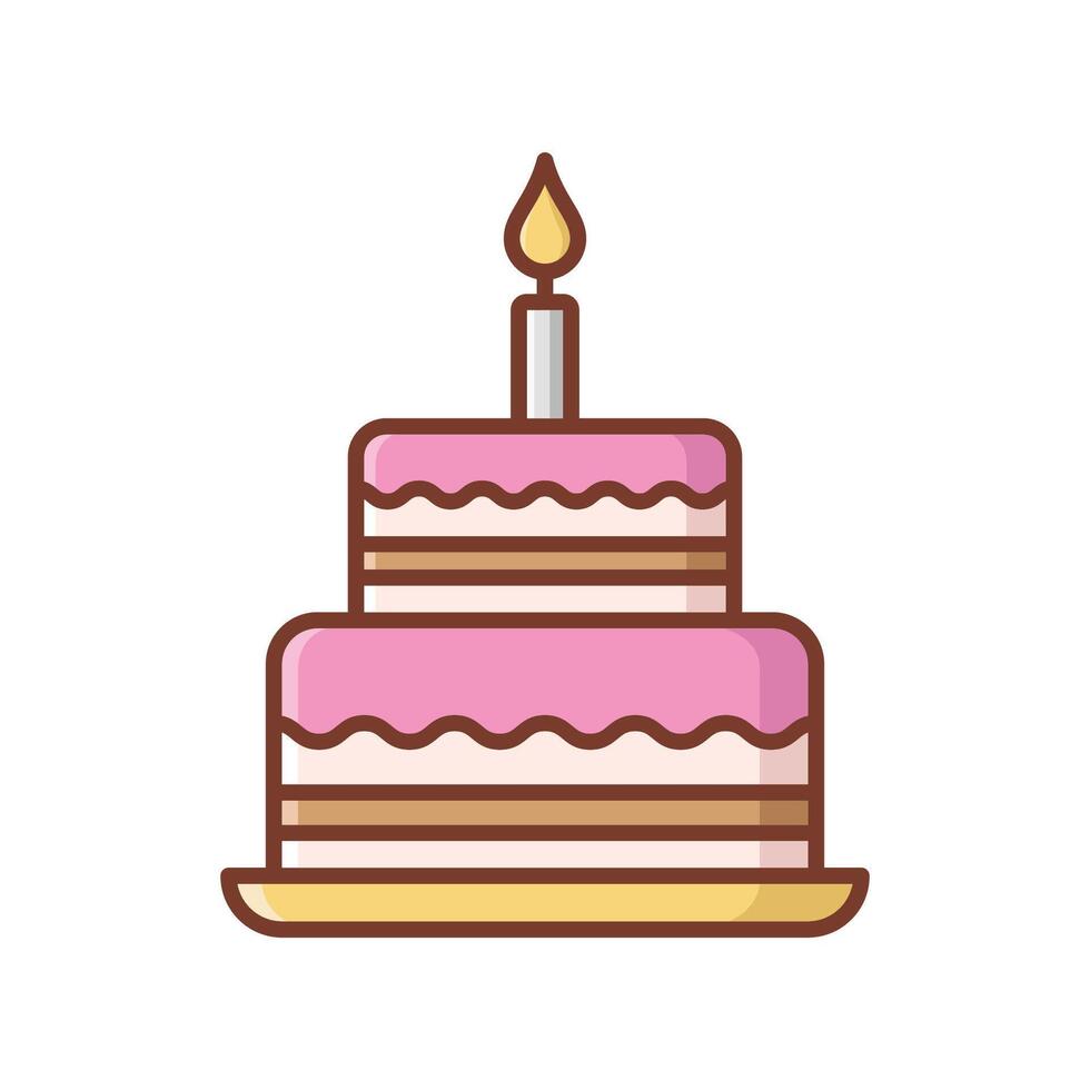 aniversário bolo ícone Projeto modelo simples e limpar \ limpo vetor