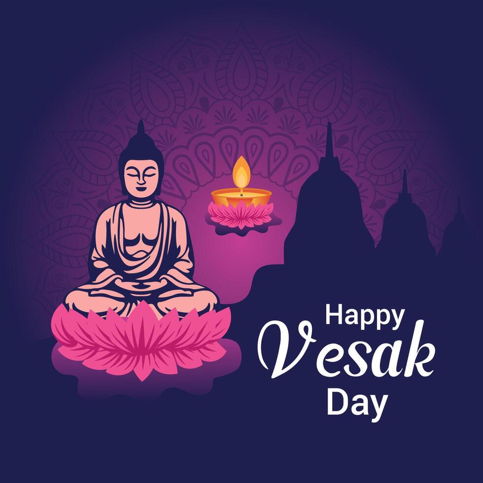 plano vesak dia ilustração festival celebração social meios de comunicação postar e vesak dia bandeira vetor