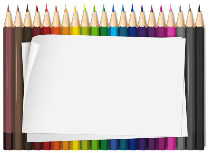 Papel em branco com lápis de cor colorida vetor