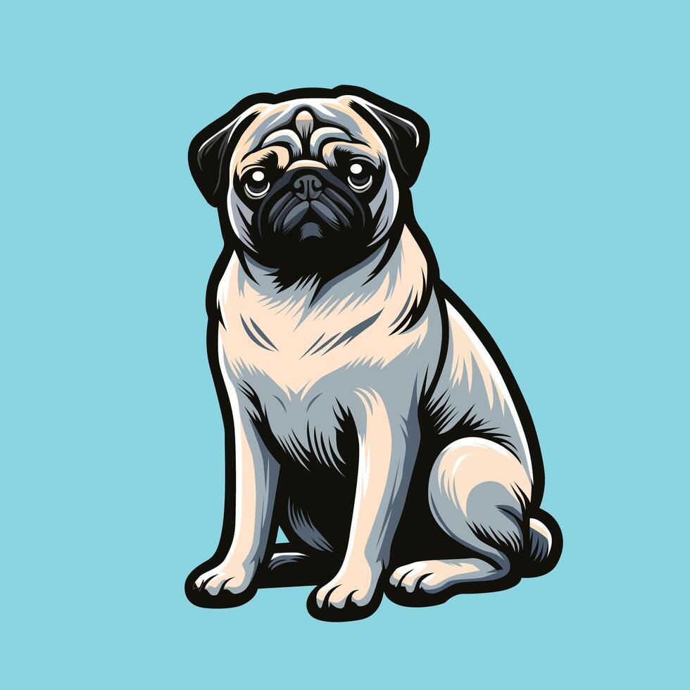 pug cachorro sentado ilustração vetor