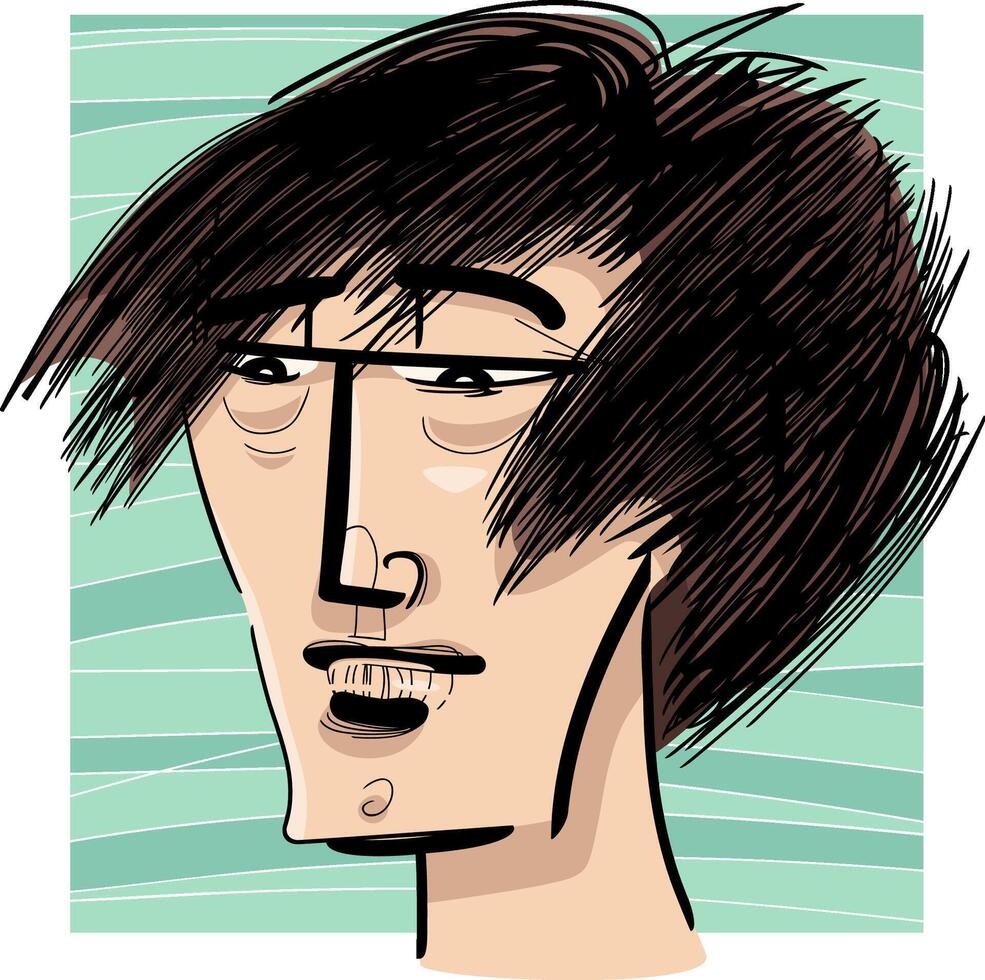 jovem homem retrato caricatura desenho animado desenhando ilustração vetor