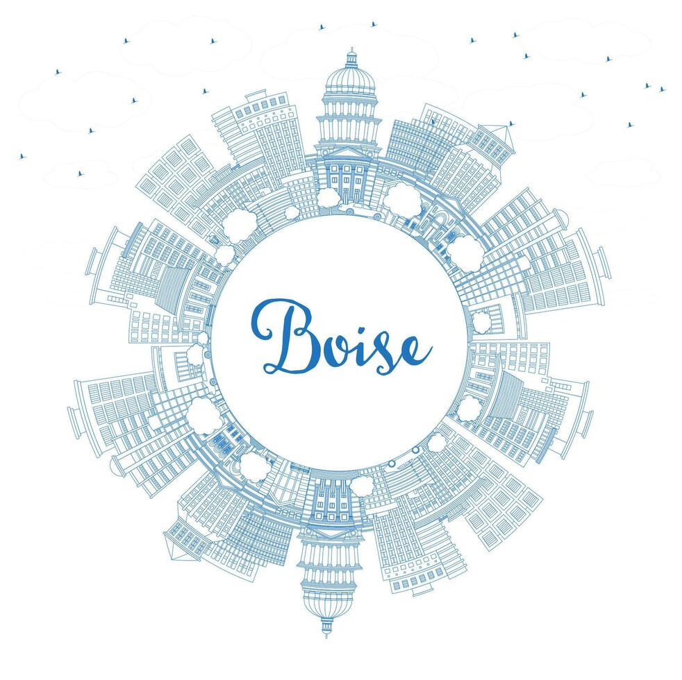 esboço Boise idaho cidade Horizonte com azul edifícios e cópia de espaço. Boise EUA paisagem urbana com pontos de referência. o negócio viagem e turismo conceito com moderno arquitetura. vetor