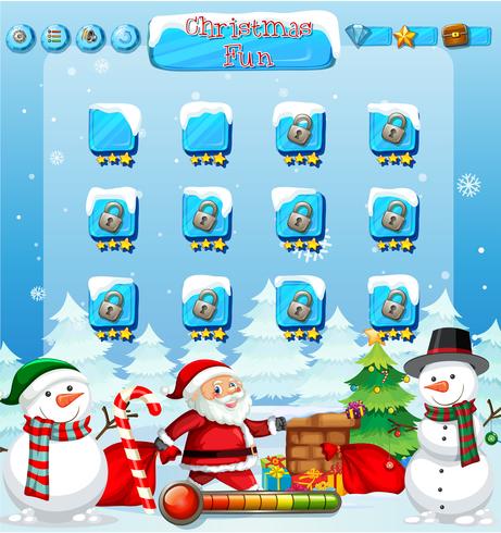 Jogo de neve de Papai Noel com boneco de neve vetor