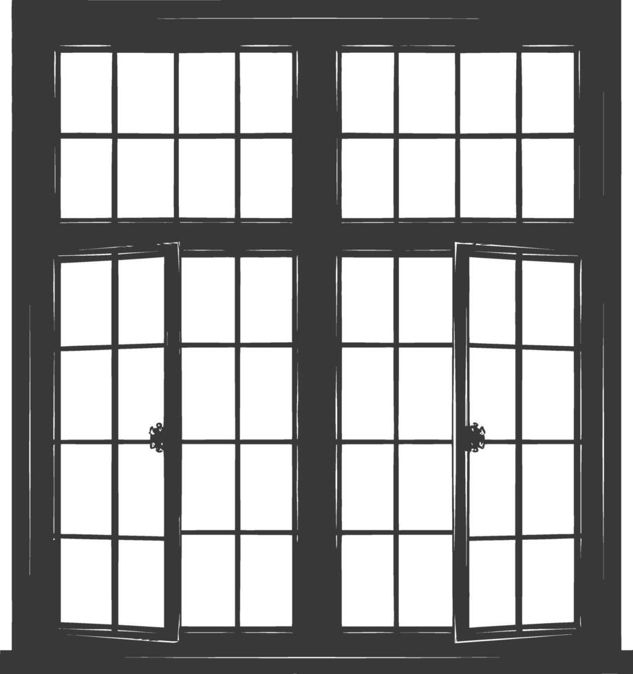 silhueta janela clássico Preto cor só cheio vetor