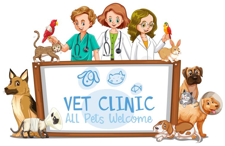 Banner de clínica veterinária em fundo branco vetor