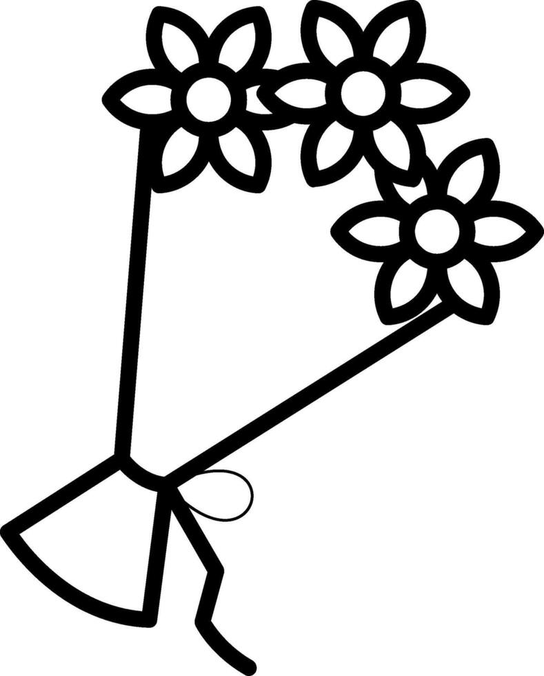 ícone de linha de buquê de flores vetor