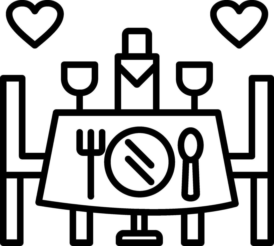 ícone de linha de jantar de casamento vetor
