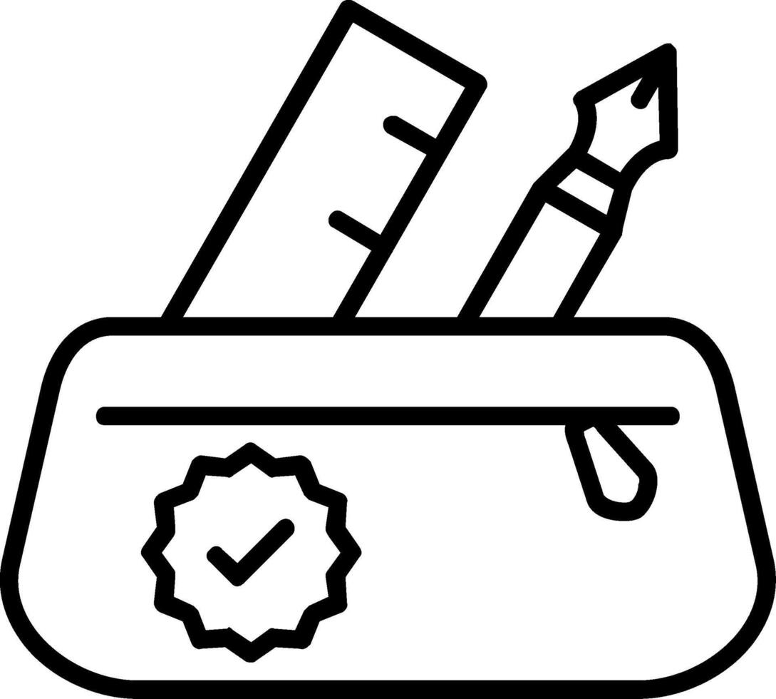 ícone de linha de estojo de lápis vetor