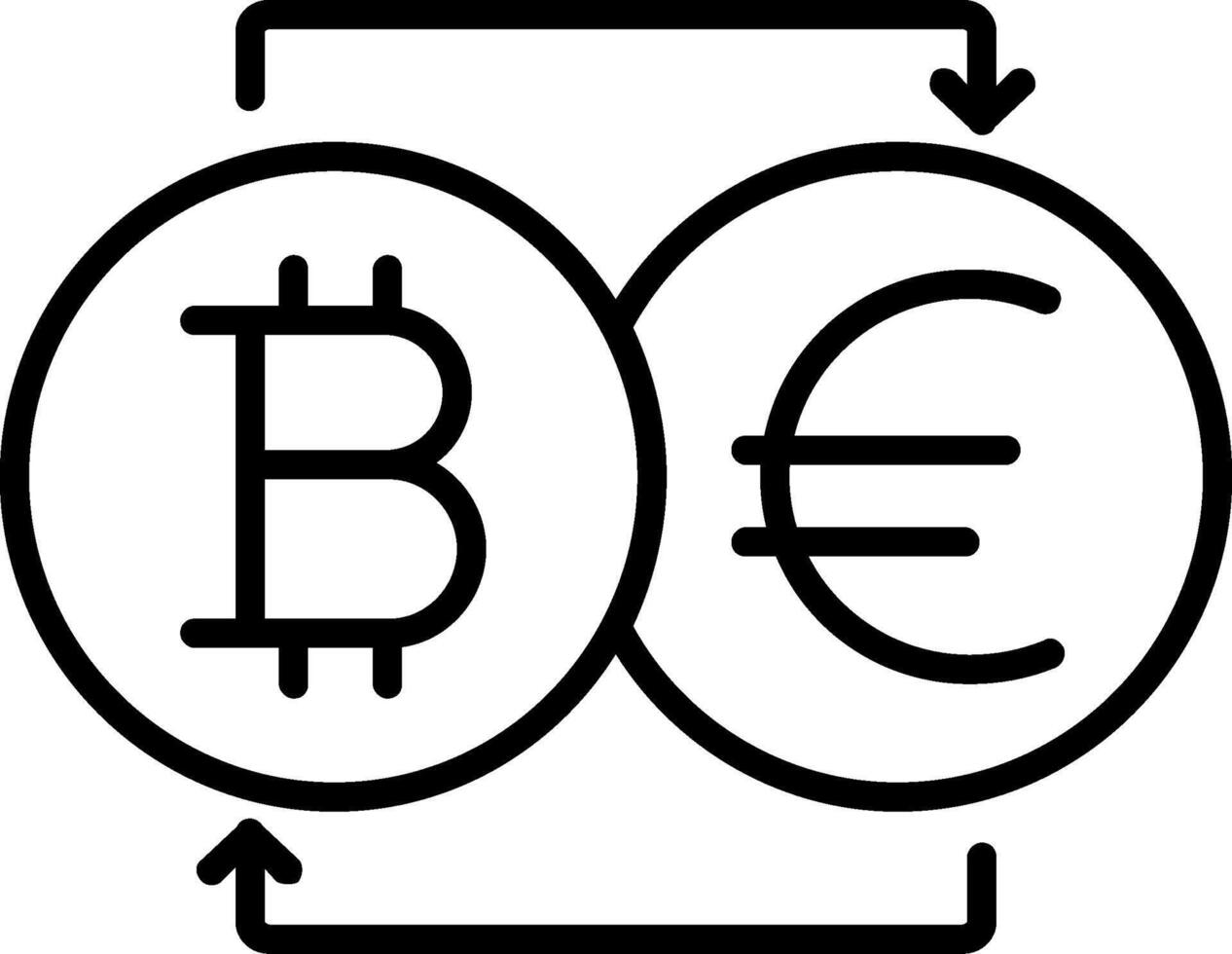 bitcoin trocador linha ícone vetor