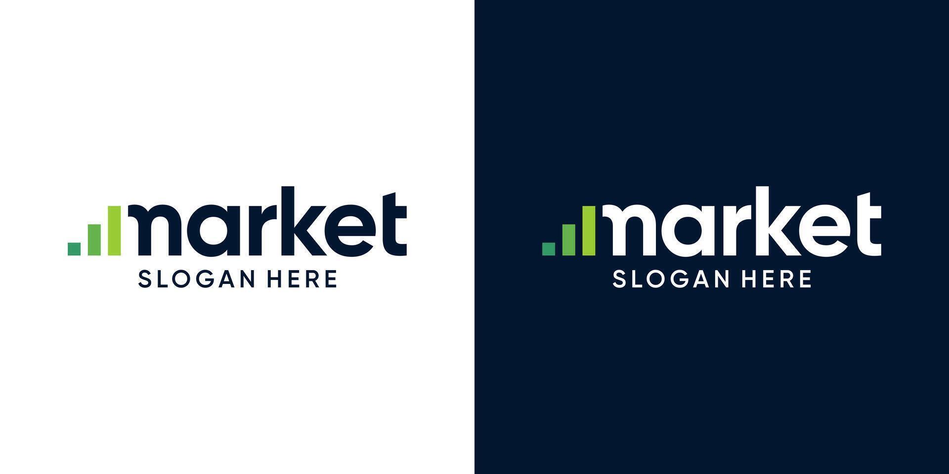 mercado logotipo Projeto wordmark. financeiro investimento gráficos, contabilidade e marketing logotipo Projeto gráfico . símbolo, ícone, criativo. vetor