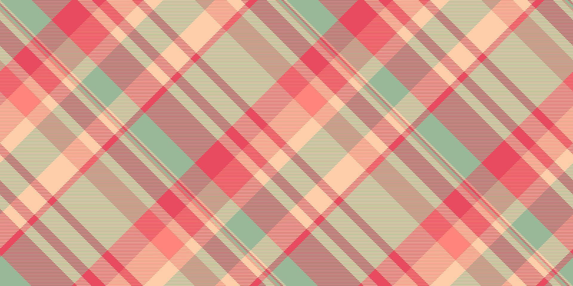 festa textura tecido padrão, desenhando tartan verificar. moda fundo xadrez desatado têxtil dentro vermelho e pastel cores. vetor