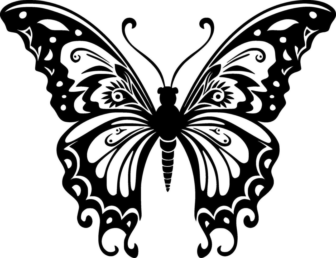borboleta - Preto e branco isolado ícone - ilustração vetor