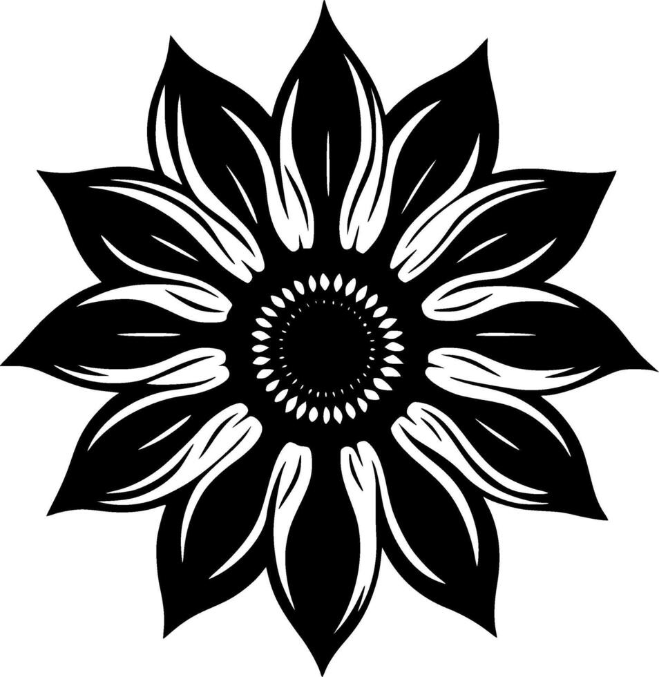 flor - Preto e branco isolado ícone - ilustração vetor