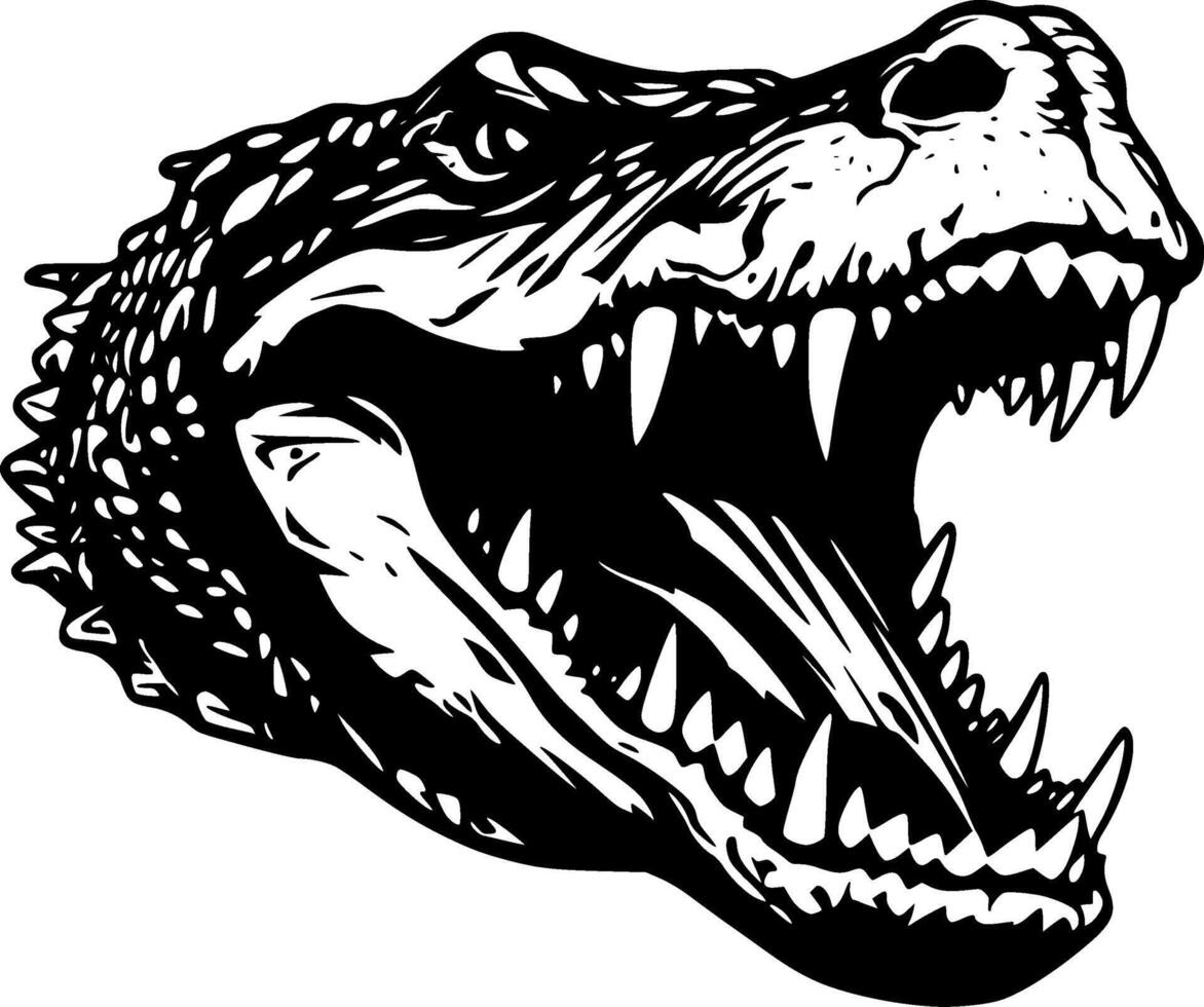 crocodilo, Preto e branco ilustração vetor