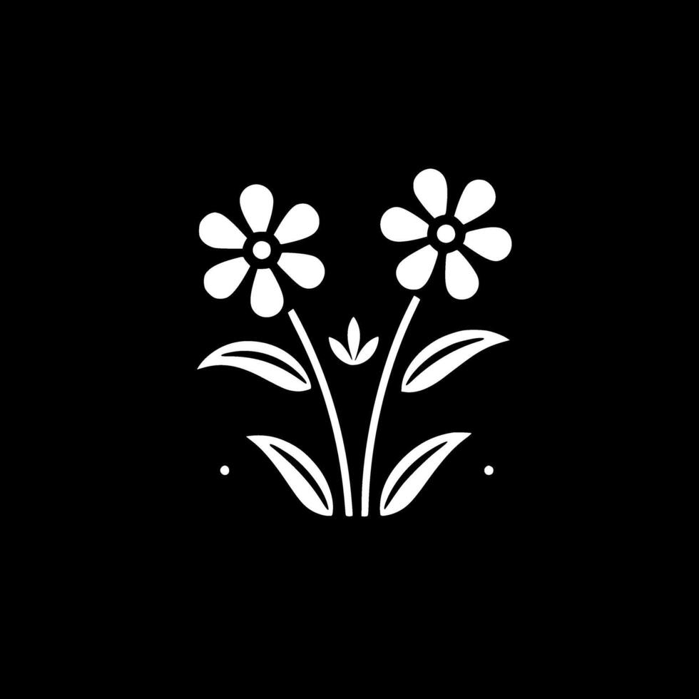 flores - Preto e branco isolado ícone - ilustração vetor