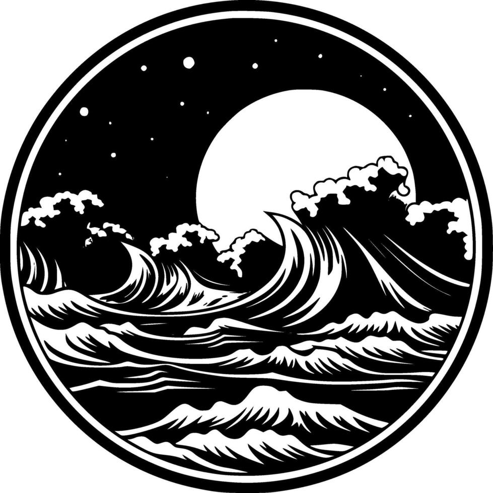 oceano - minimalista e plano logotipo - ilustração vetor