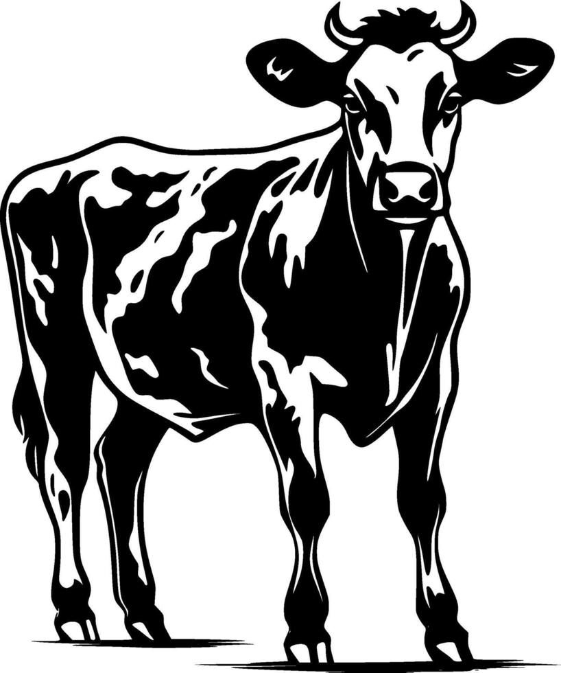 vaca - Preto e branco isolado ícone - ilustração vetor