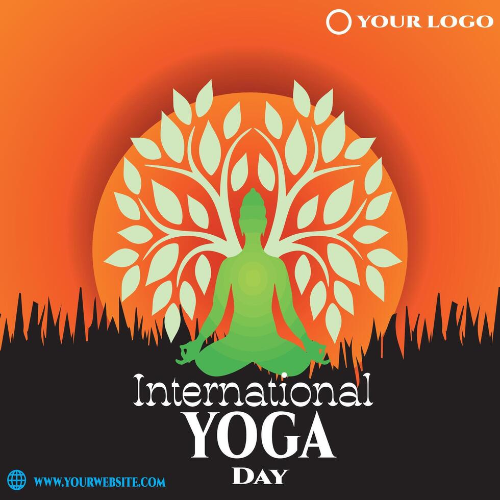 dia internacional da ilustração de ioga vetor