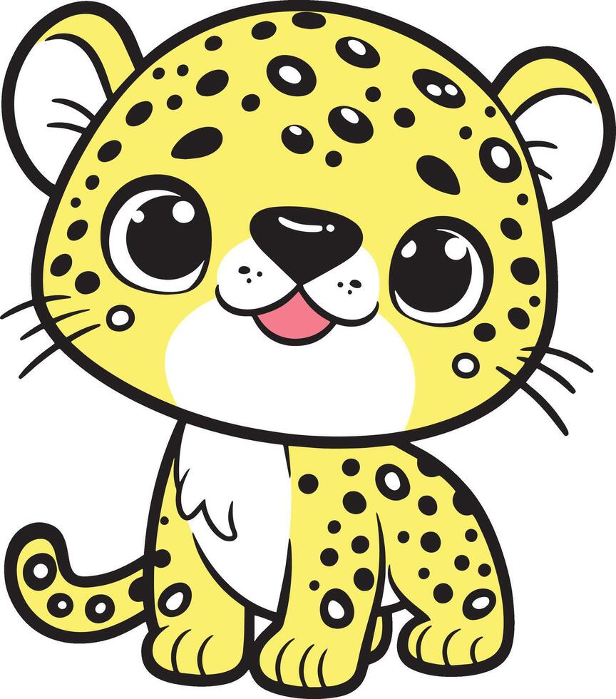 leopardo 2d desenho animado personagem clipart para crianças livro vetor