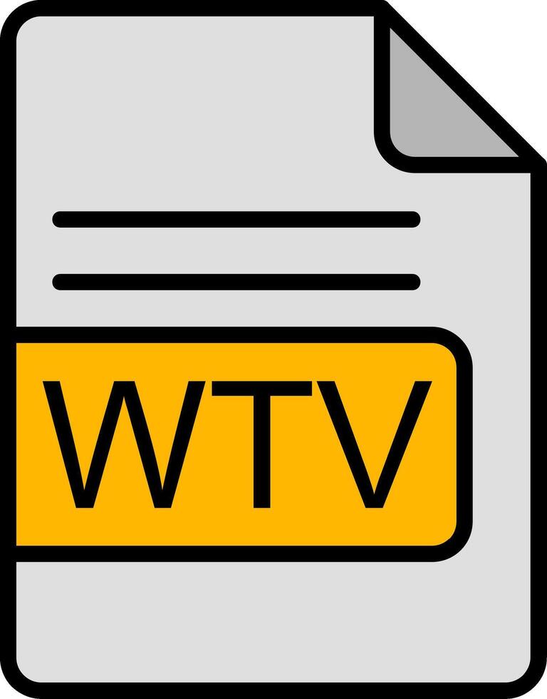 wtv Arquivo formato linha preenchidas ícone vetor