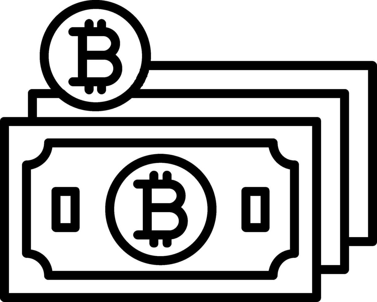bitcoin dinheiro linha ícone vetor