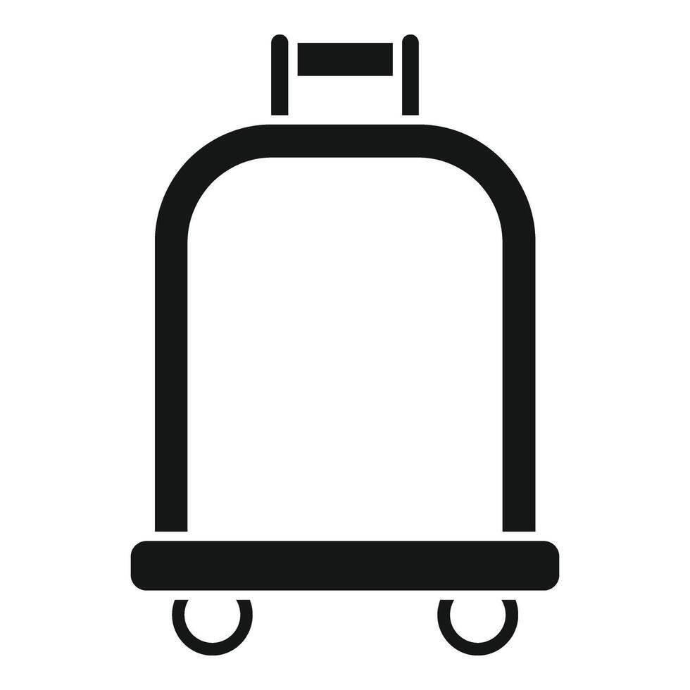 sólido bagagem carrinho ícone simples . metal objeto vetor