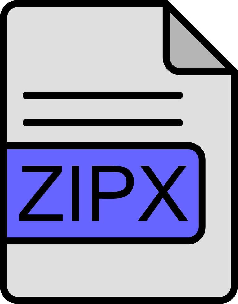 zipx Arquivo formato linha preenchidas ícone vetor