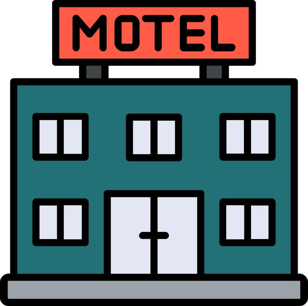 ícone cheio de linha de motel vetor