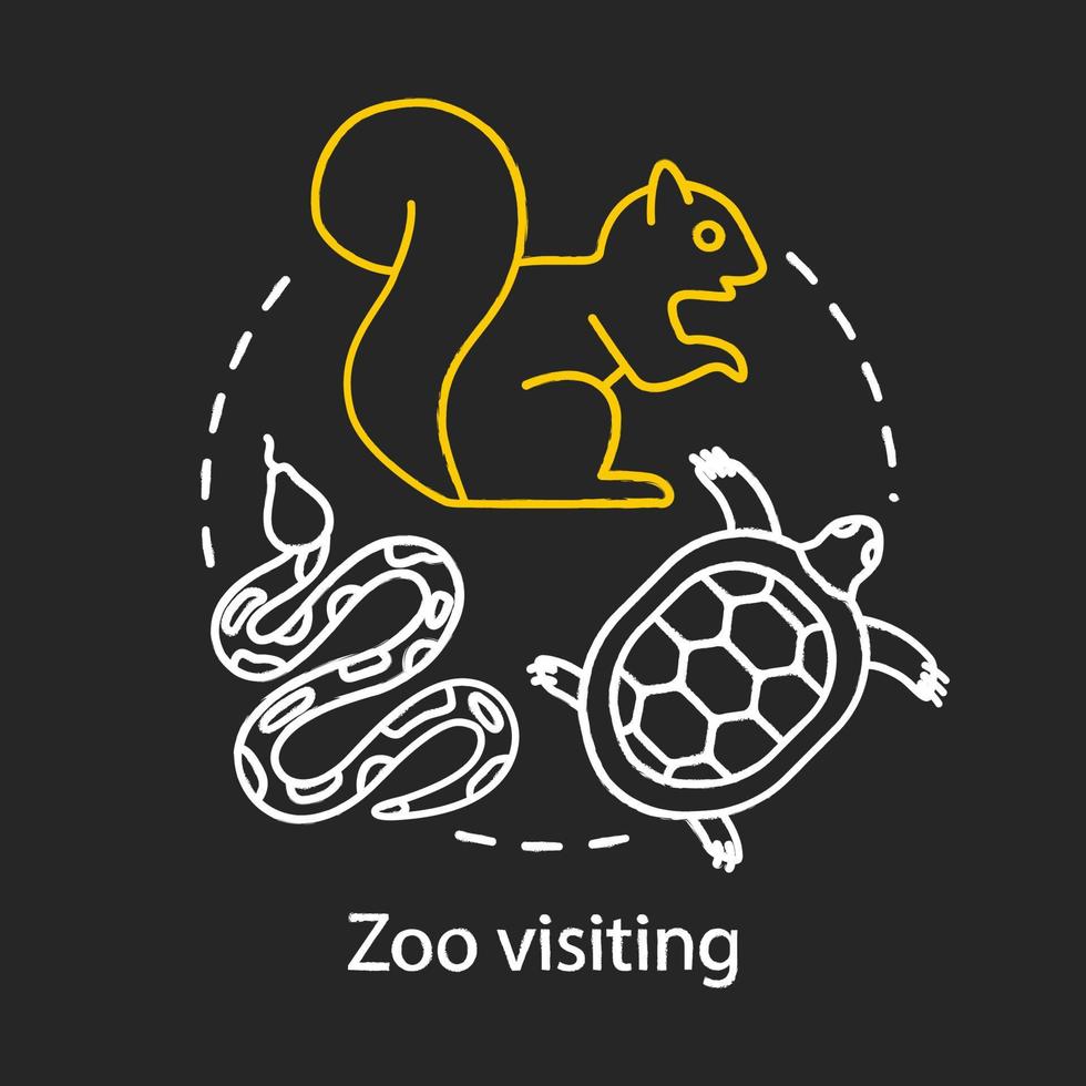 zoológico visitando o ícone do conceito de giz. família tempo juntos ideia. as crianças aprendem sobre os animais. parque animal, santuário, zoológico. ilustração vetorial isolada no quadro-negro vetor