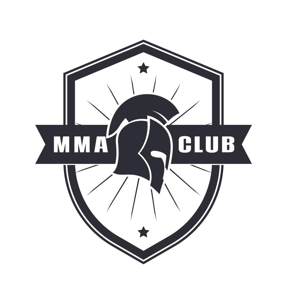 emblema mma, logotipo com capacete espartano sobre branco vetor