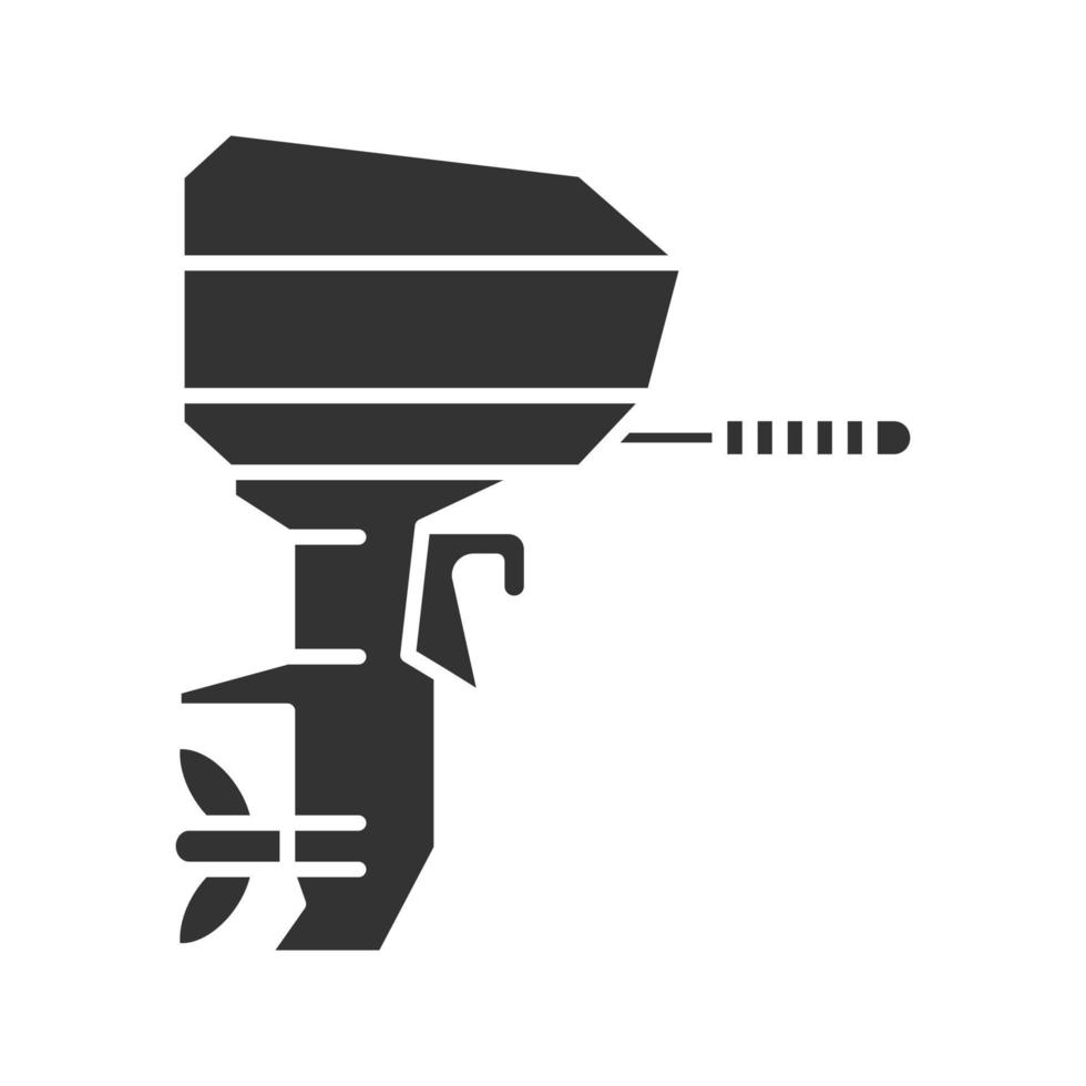 ícone de glifo de motor de barco de popa. motor de barco. símbolo da silhueta. espaço negativo. ilustração isolada do vetor