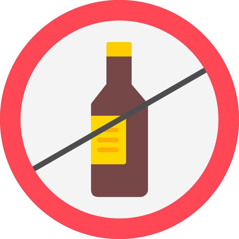 nenhum ícone plano de álcool vetor