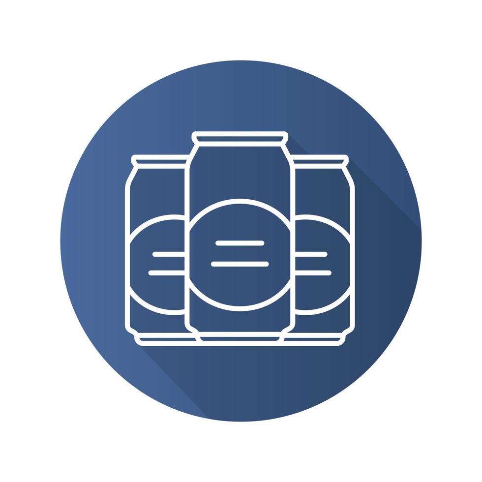 ícone de sombra longa plana linear de latas de cerveja. símbolo de contorno de vetor
