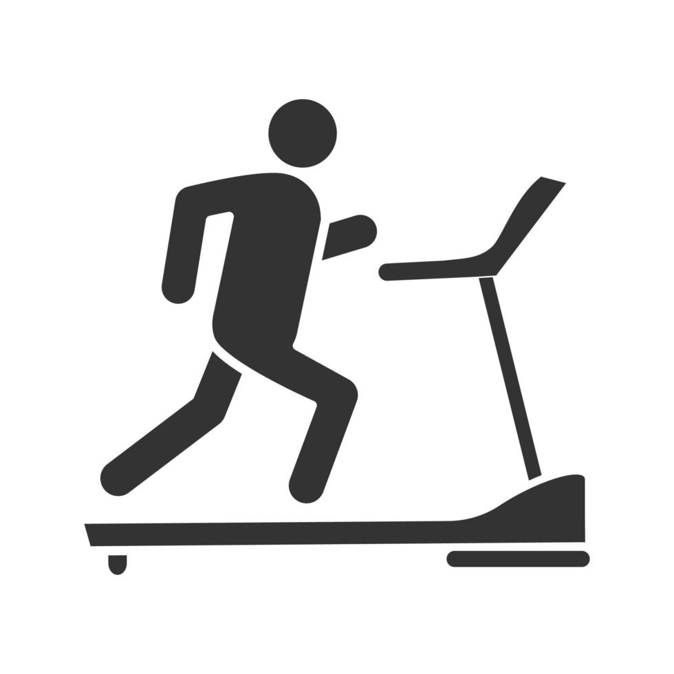 ícone de glifo de esteira. máquina de exercício. símbolo da silhueta. espaço negativo. ilustração isolada do vetor