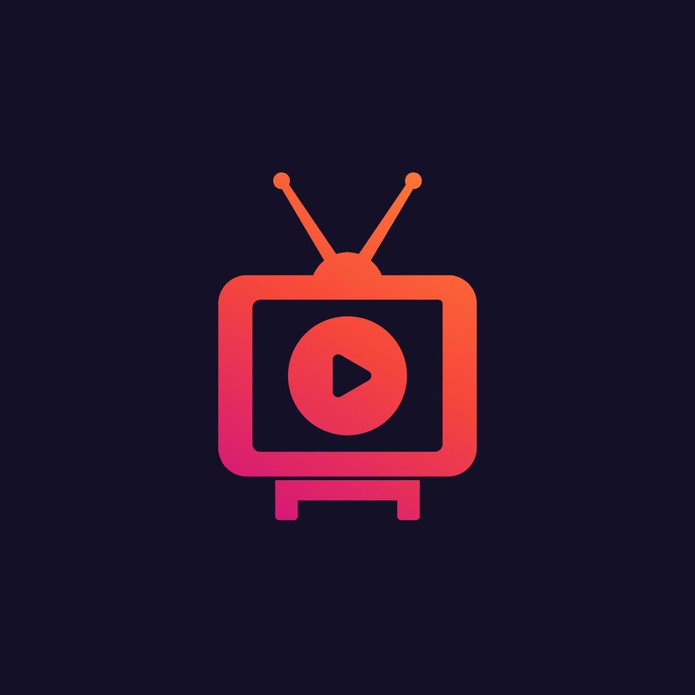 tv com ícone de antena, logotipo de vetor
