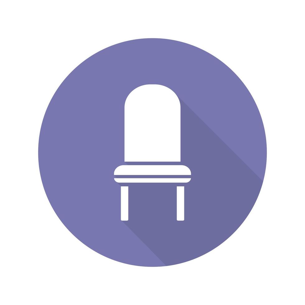 cadeira clássica design plano ícone de glifo de sombra longa. ilustração da silhueta do vetor