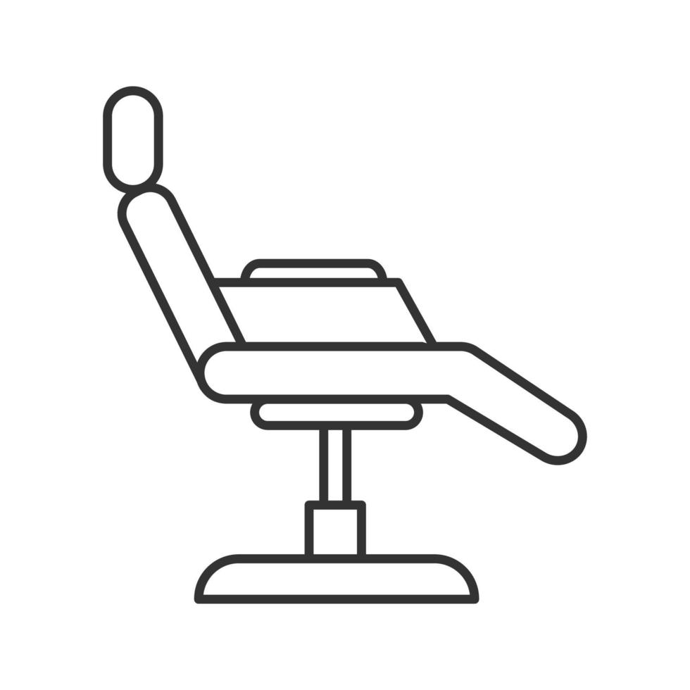 ícone linear de cadeira de tatuagem. ilustração de linha fina. símbolo de contorno. desenho de contorno isolado de vetor