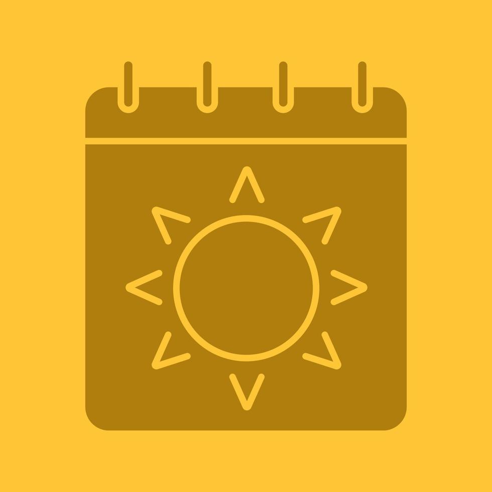 ícone de cor de glifo da temporada de verão. símbolo da silhueta. página do calendário com sol. espaço negativo. ilustração isolada do vetor