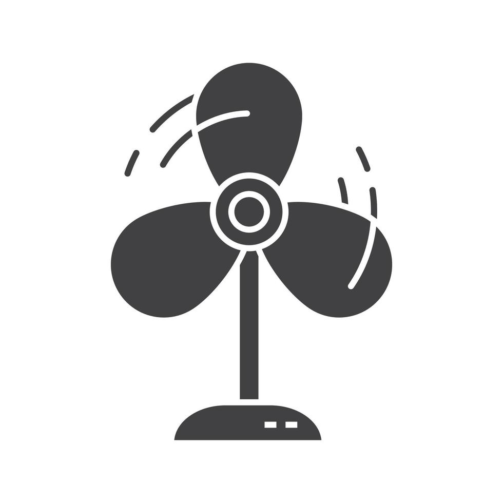 ícone de glifo de fã. símbolo da silhueta. ventilador. espaço negativo. ilustração isolada do vetor