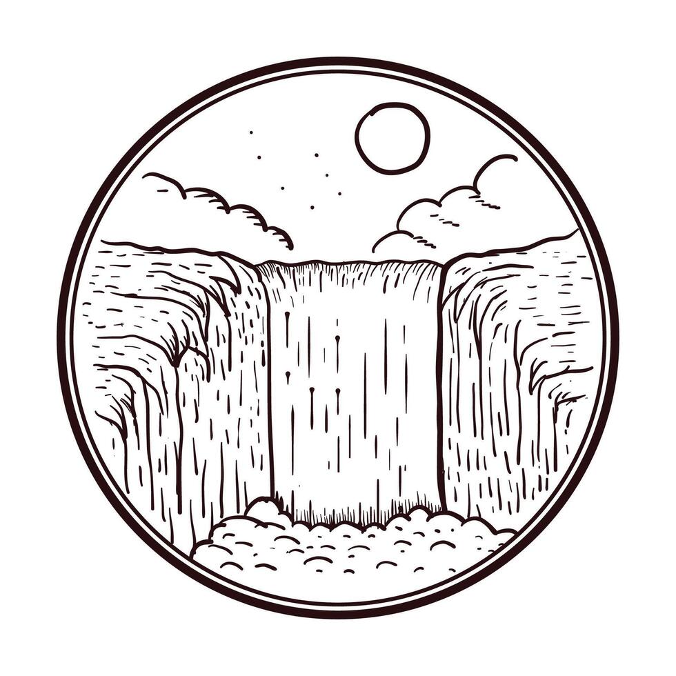 círculo vintage retro cascata crachá emblema rótulo ilustração Projeto vetor