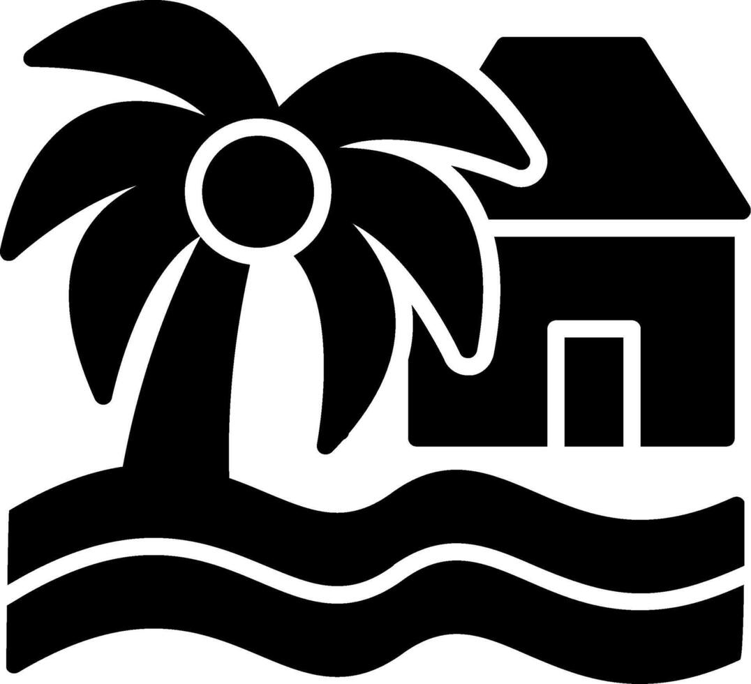 ícone de glifo de casa de praia vetor