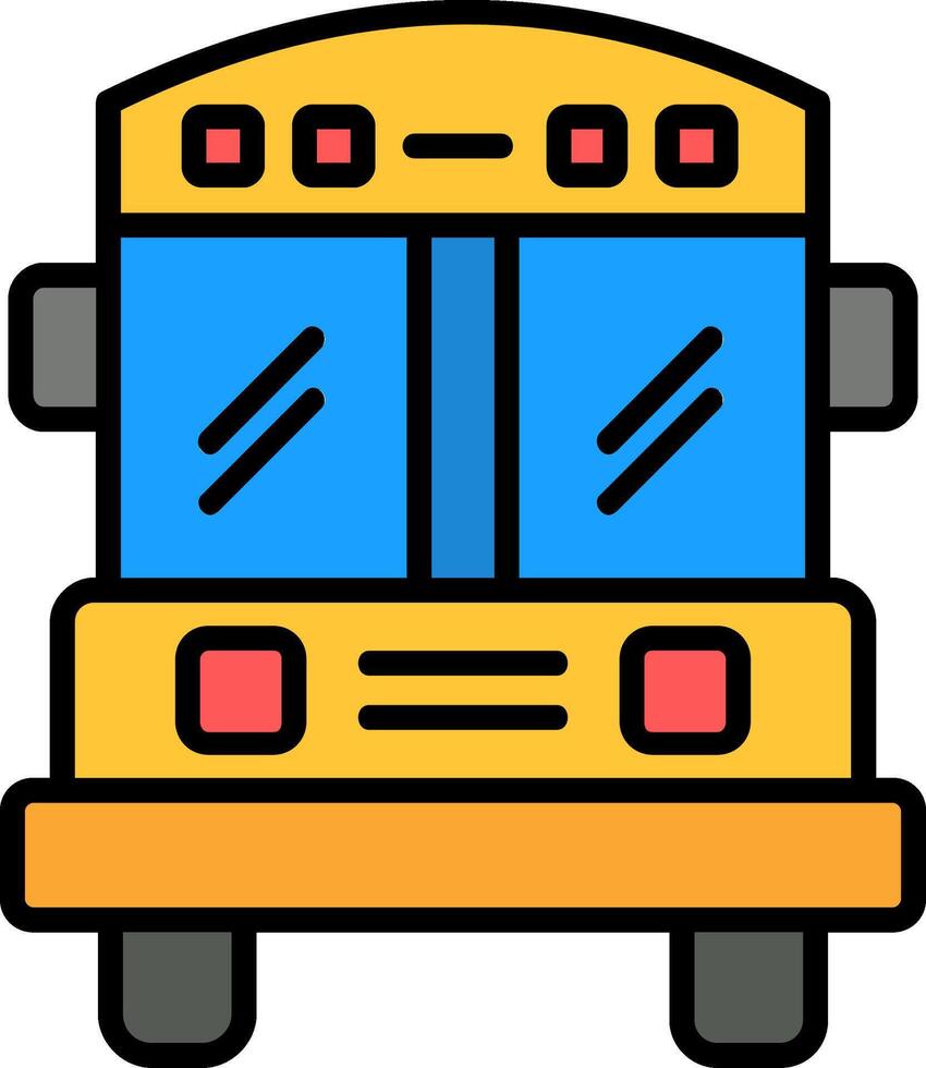 escola ônibus linha preenchidas ícone vetor